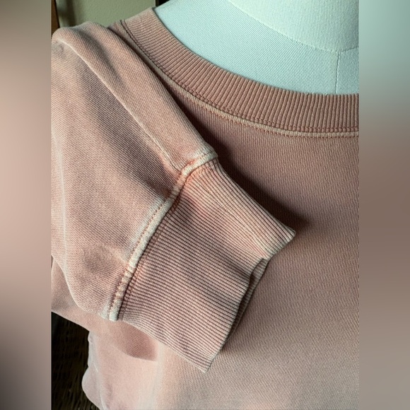 Z Supply VINTAGE Distressed Salmon Color Crew Neck Dropped Shoulder Sweatshirt - Picture 4 of 11